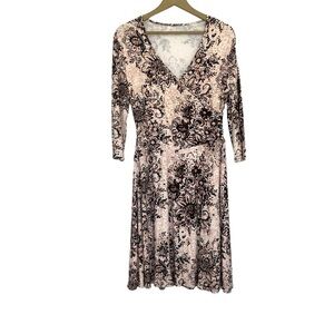 Garnet Hill Faux Wrap Knit Surplice Floral Brianna Mini Dress Size Medium